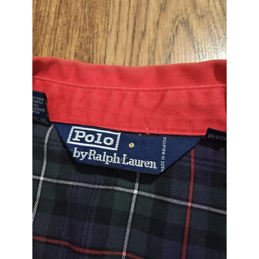 Ralph Lauren Polo Harrington Bomber Jacket Tartan Plaid Lined Men's 2XL Red